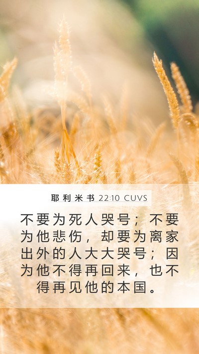 耶 利 米 书 22:10 CUVS Bible Verse Image