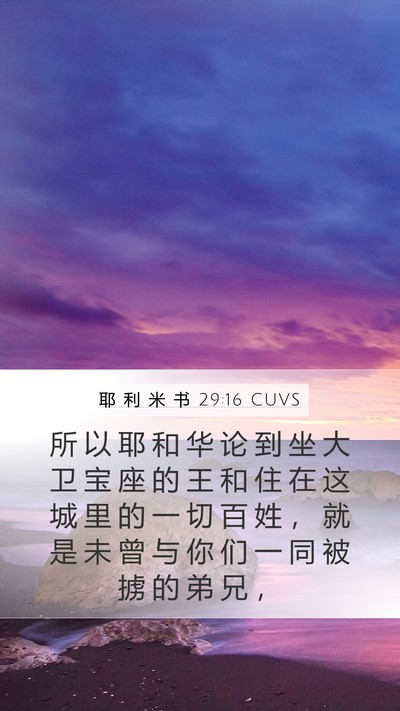 耶 利 米 书 29:16 CUVS Mobile Phone Wallpaper - 所 以 耶 和 华 论 到 坐 大 卫 宝 座 - Mobile Bible Verse Wallpaper