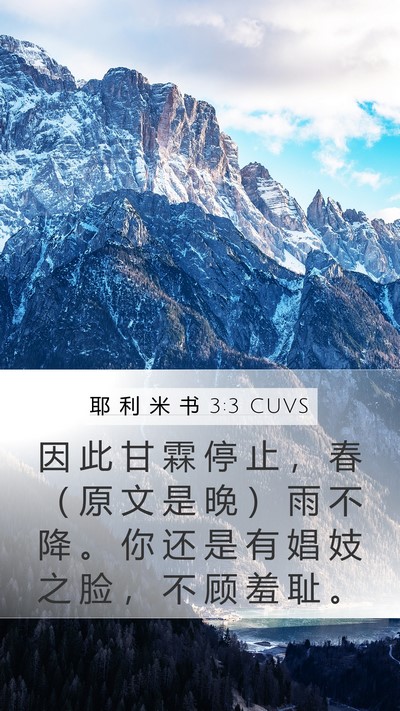 耶 利 米 书 3:3 CUVS Mobile Phone Wallpaper - 因 此 甘 霖 停 止 ， 春 （ 原 文 是 - Mobile Bible Verse Wallpaper