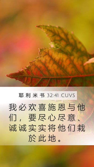 耶 利 米 书 32:41 CUVS Mobile Phone Wallpaper - 我 必 欢 喜 施 恩 与 他 们 ， 要 尽 - Mobile Bible Verse Wallpaper