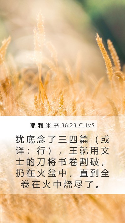 耶 利 米 书 36:23 CUVS Bible Verse Image