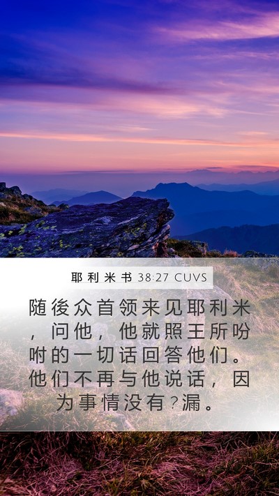 耶 利 米 书 38:27 CUVS Bible Verse Image