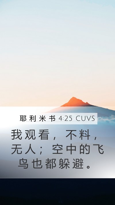 耶 利 米 书 4:25 CUVS Bible Verse Image
