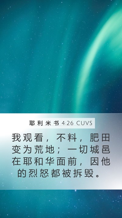 耶 利 米 书 4:26 CUVS Mobile Phone Wallpaper - 我 观 看 ， 不 料 ， 肥 田 变 为 荒 - Mobile Bible Verse Wallpaper