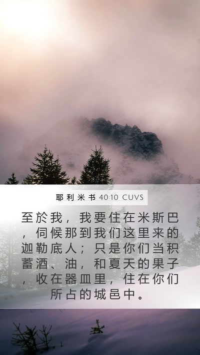 耶 利 米 书 40:10 CUVS Bible Verse Image
