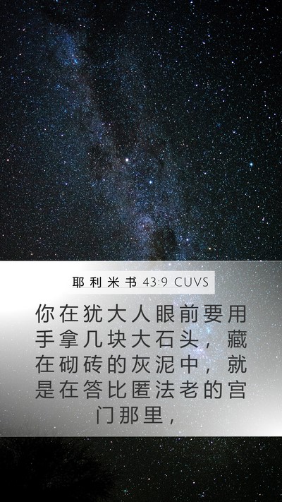 耶 利 米 书 43:9 CUVS Bible Verse Image