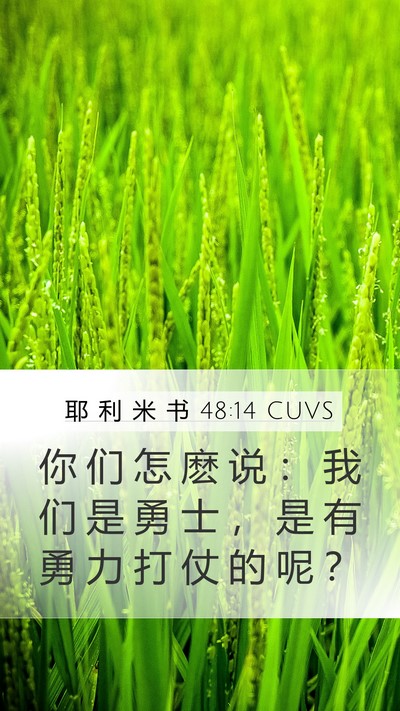 耶 利 米 书 48:14 CUVS Mobile Phone Wallpaper - 你 们 怎 麽 说 ： 我 们 是 勇 士 ， - Mobile Bible Verse Wallpaper
