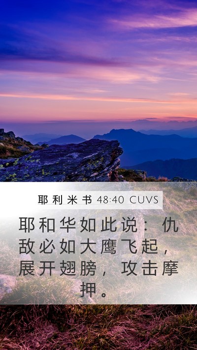 耶 利 米 书 48:40 CUVS Mobile Phone Wallpaper - 耶 和 华 如 此 说 ： 仇 敌 必 如 大 - Mobile Bible Verse Wallpaper