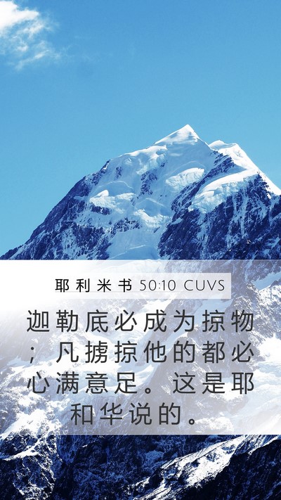 耶 利 米 书 50:10 CUVS Mobile Phone Wallpaper - 迦 勒 底 必 成 为 掠 物 ； 凡 掳 掠 - Mobile Bible Verse Wallpaper