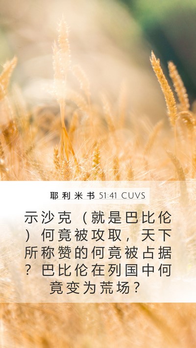 耶 利 米 书 51:41 CUVS Mobile Phone Wallpaper - 示 沙 克 （ 就 是 巴 比 伦 ） 何 竟 - Mobile Bible Verse Wallpaper