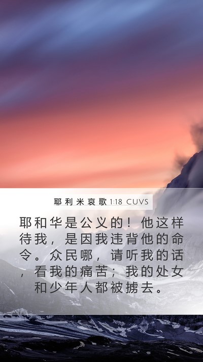 耶 利 米 哀 歌 1:18 CUVS Bible Verse Image
