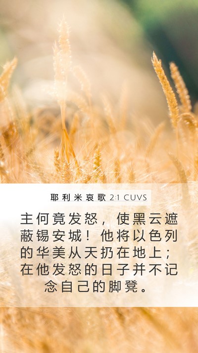 耶 利 米 哀 歌 2:1 CUVS Bible Verse Image