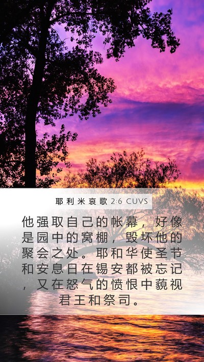 耶 利 米 哀 歌 2:6 CUVS Bible Verse Image