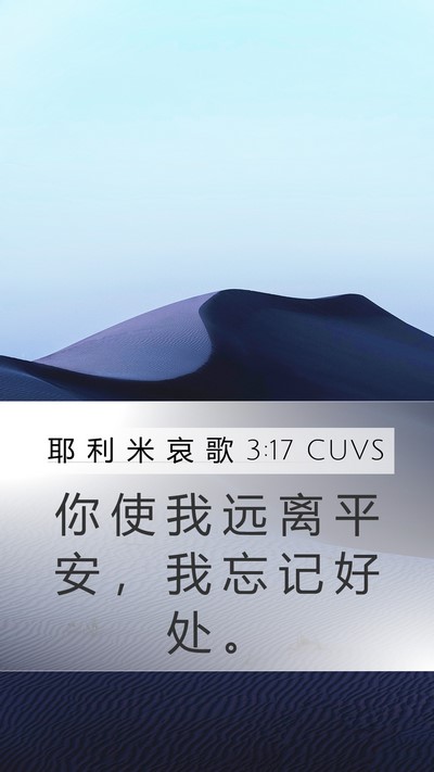 耶 利 米 哀 歌 3:17 CUVS Mobile Phone Wallpaper - 你 使 我 远 离 平 安 ， 我 忘 记 好 - Mobile Bible Verse Wallpaper