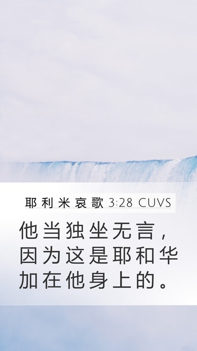 耶 利 米 哀 歌 3:28 CUVS Bible Verse Image