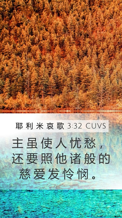 耶 利 米 哀 歌 3:32 CUVS Bible Verse Image