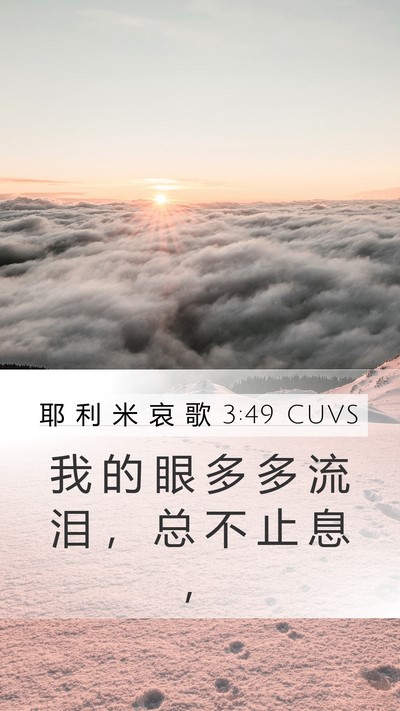 耶 利 米 哀 歌 3:49 CUVS Mobile Phone Wallpaper - 我 的 眼 多 多 流 泪 ， 总 不 止 息 - Mobile Bible Verse Wallpaper