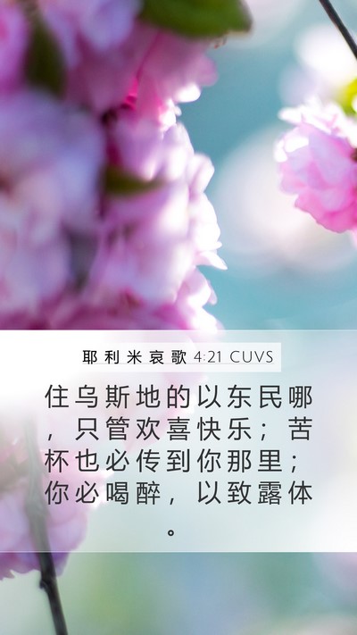 耶 利 米 哀 歌 4:21 CUVS Bible Verse Image
