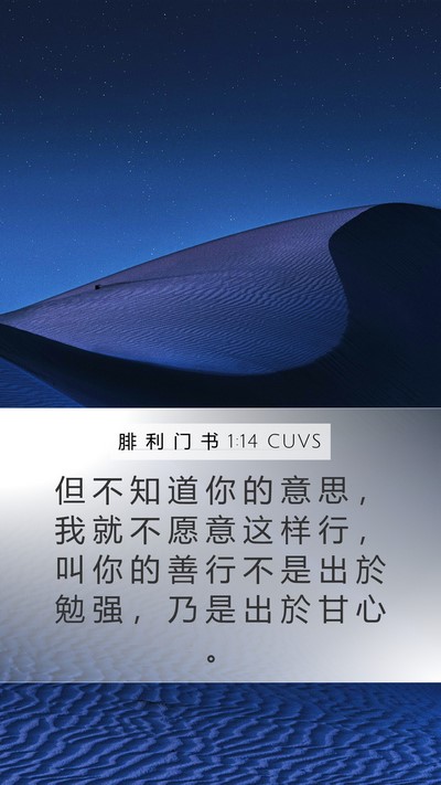 腓 利 门 书 1:14 CUVS Mobile Phone Wallpaper - 但 不 知 道 你 的 意 思 ， 我 就 不 - Mobile Bible Verse Wallpaper