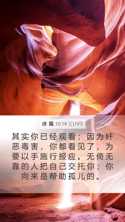 诗 篇 10:14 CUVS Mobile Phone Wallpaper - 其 实 你 已 经 观 看 ； 因 为 奸 恶 - Mobile Bible Verse Wallpaper