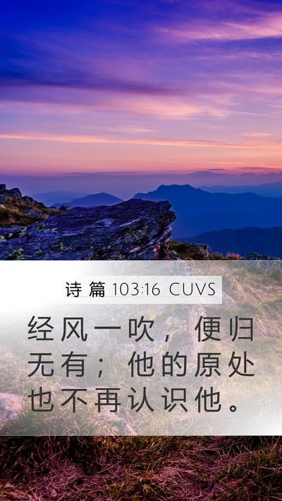 诗 篇 103:16 CUVS Mobile Phone Wallpaper - 经 风 一 吹 ， 便 归 无 有 ； 他 的 - Mobile Bible Verse Wallpaper