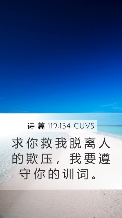 诗 篇 119:134 CUVS Mobile Phone Wallpaper - 求 你 救 我 脱 离 人 的 欺 压 ， 我 - Mobile Bible Verse Wallpaper