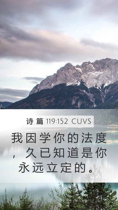 诗 篇 119:152 CUVS Mobile Phone Wallpaper - 我 因 学 你 的 法 度 ， 久 已 知 道 - Mobile Bible Verse Wallpaper