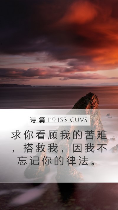 诗 篇 119:153 CUVS Bible Verse Image