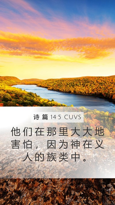 诗 篇 14:5 CUVS Mobile Phone Wallpaper - 他 们 在 那 里 大 大 地 害 怕 ， 因 - Mobile Bible Verse Wallpaper
