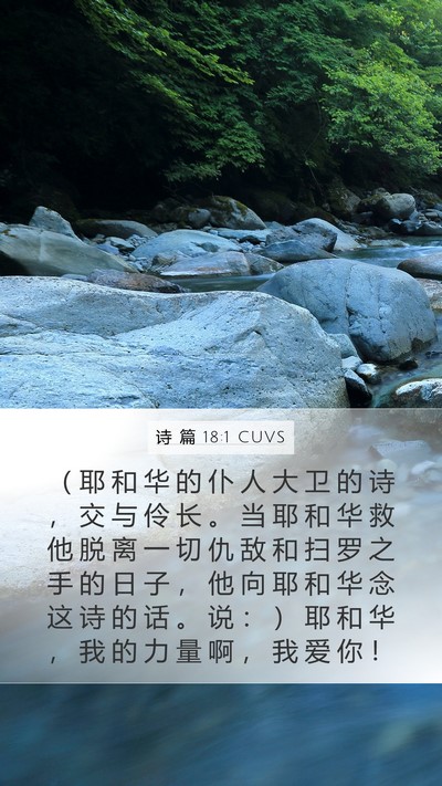 诗 篇 18:1 CUVS Mobile Phone Wallpaper - （ 耶 和 华 的 仆 人 大 卫 的 诗 ， - Mobile Bible Verse Wallpaper