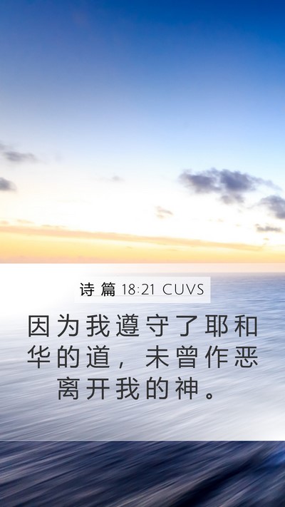 诗 篇 18:21 CUVS Mobile Phone Wallpaper - 因 为 我 遵 守 了 耶 和 华 的 道 ， - Mobile Bible Verse Wallpaper