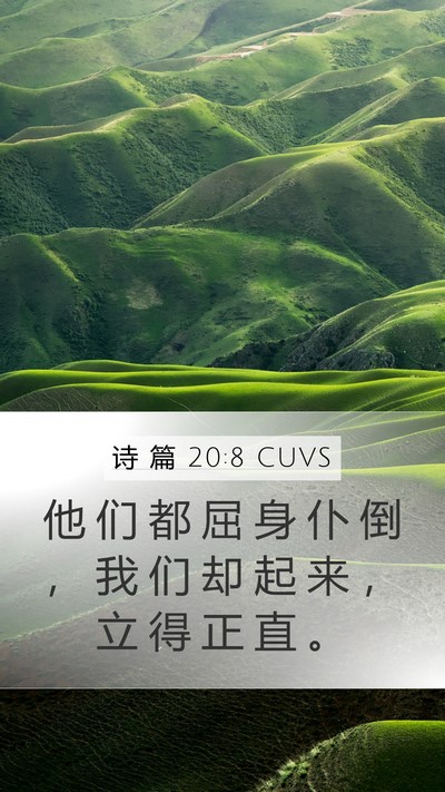 诗 篇 20:8 CUVS Mobile Phone Wallpaper - 他 们 都 屈 身 仆 倒 ， 我 们 却 起 - Mobile Bible Verse Wallpaper