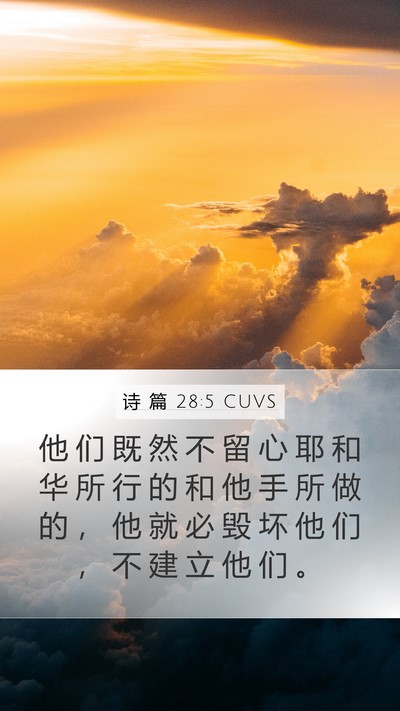诗 篇 28:5 CUVS Mobile Phone Wallpaper - 他 们 既 然 不 留 心 耶 和 华 所 行 - Mobile Bible Verse Wallpaper