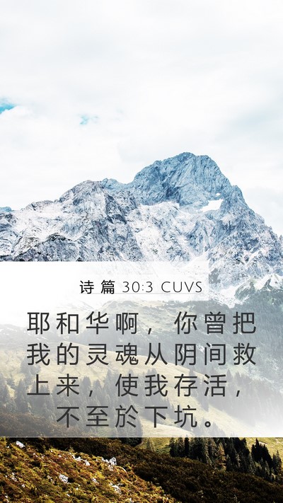 诗 篇 30:3 CUVS Mobile Phone Wallpaper - 耶 和 华 啊 ， 你 曾 把 我 的 灵 魂 - Mobile Bible Verse Wallpaper