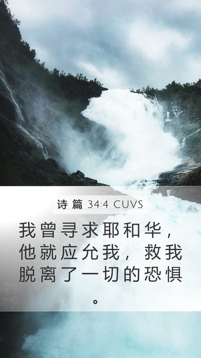 诗 篇 34:4 CUVS Mobile Phone Wallpaper - 我 曾 寻 求 耶 和 华 ， 他 就 应 允 - Mobile Bible Verse Wallpaper