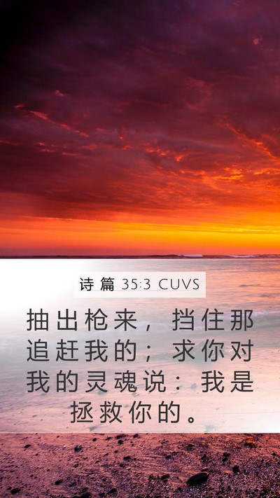 诗 篇 35:3 CUVS Mobile Phone Wallpaper - 抽 出 枪 来 ， 挡 住 那 追 赶 我 的 - Mobile Bible Verse Wallpaper