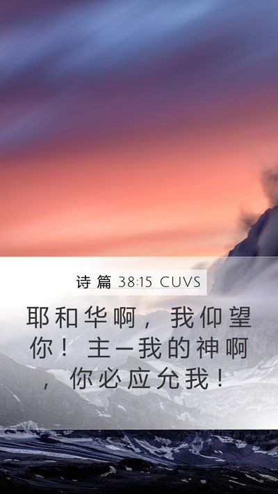 诗 篇 38:15 CUVS Mobile Phone Wallpaper - 耶 和 华 啊 ， 我 仰 望 你 ！ 主 ─ - Mobile Bible Verse Wallpaper