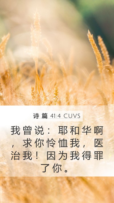 诗 篇 41:4 CUVS Mobile Phone Wallpaper - 我 曾 说 ： 耶 和 华 啊 ， 求 你 怜 - Mobile Bible Verse Wallpaper