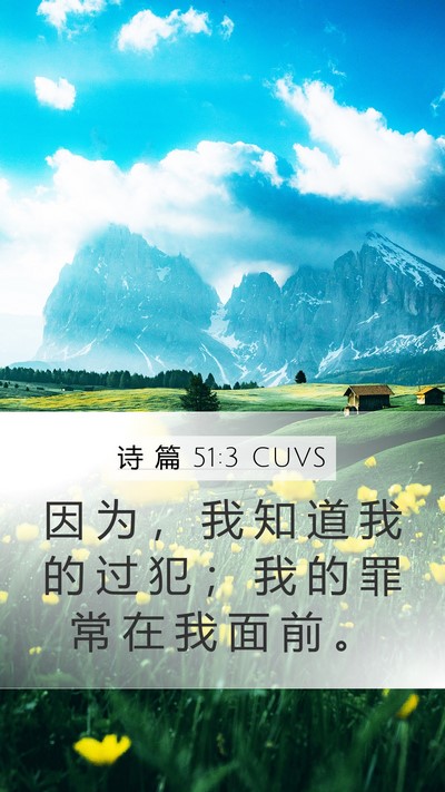 诗 篇 51:3 CUVS Bible Verse Image
