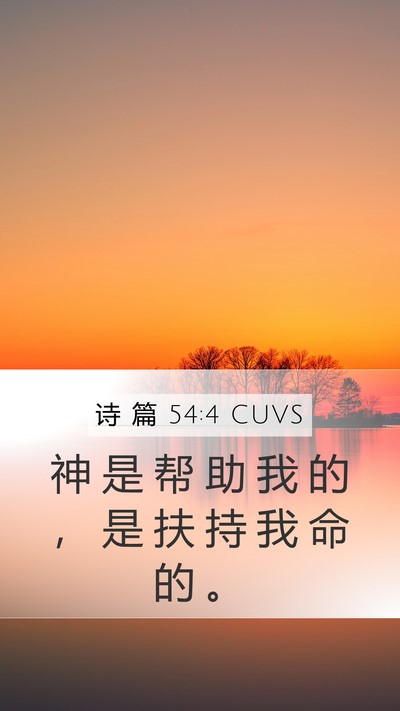 诗 篇 54:4 CUVS Mobile Phone Wallpaper - 神 是 帮 助 我 的 ， 是 扶 持 我 命 - Mobile Bible Verse Wallpaper