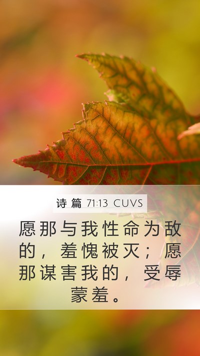 诗 篇 71:13 CUVS Mobile Phone Wallpaper - 愿 那 与 我 性 命 为 敌 的 ， 羞 愧 - Mobile Bible Verse Wallpaper