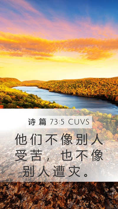 诗 篇 73:5 CUVS Mobile Phone Wallpaper - 他 们 不 像 别 人 受 苦 ， 也 不 像 - Mobile Bible Verse Wallpaper
