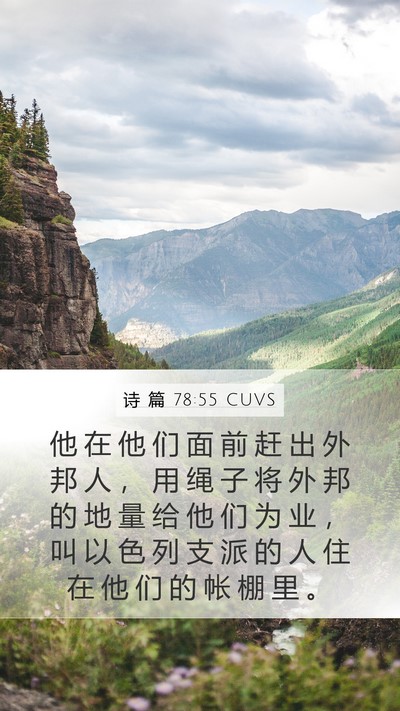 诗 篇 78:55 CUVS Bible Verse Image