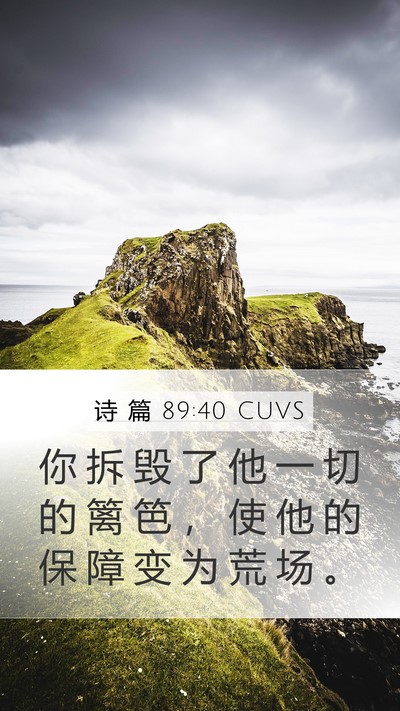 诗 篇 89:40 CUVS Mobile Phone Wallpaper - 你 拆 毁 了 他 一 切 的 篱 笆 ， 使 - Mobile Bible Verse Wallpaper