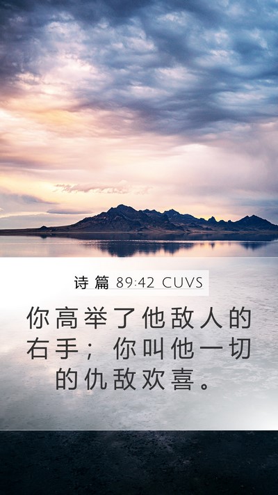诗 篇 89:42 CUVS Mobile Phone Wallpaper - 你 高 举 了 他 敌 人 的 右 手 ； 你 - Mobile Bible Verse Wallpaper