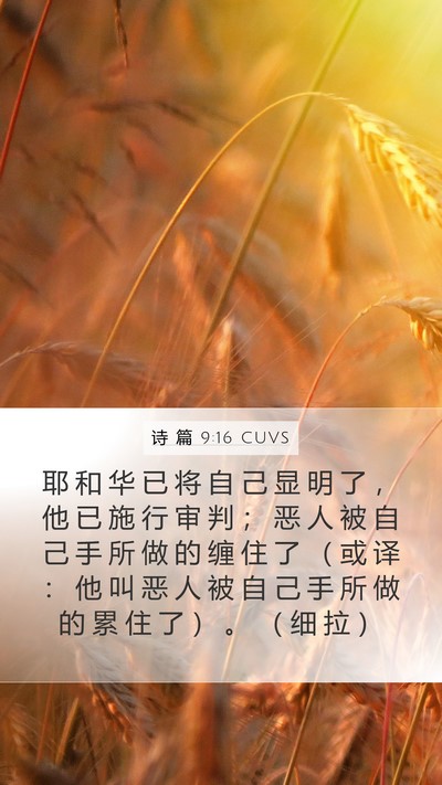 诗 篇 9:16 CUVS Bible Verse Image