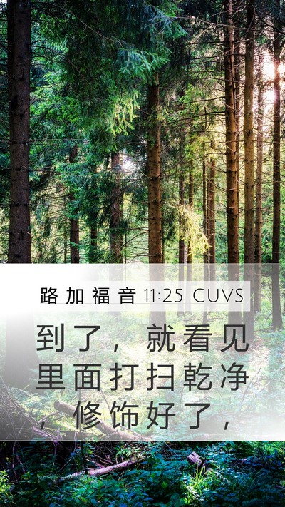 路 加 福 音 11:25 CUVS Mobile Phone Wallpaper - 到 了 ， 就 看 见 里 面 打 扫 乾 净 - Mobile Bible Verse Wallpaper