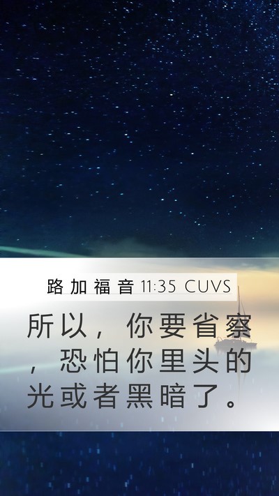 路 加 福 音 11:35 CUVS Mobile Phone Wallpaper - 所 以 ， 你 要 省 察 ， 恐 怕 你 里 - Mobile Bible Verse Wallpaper