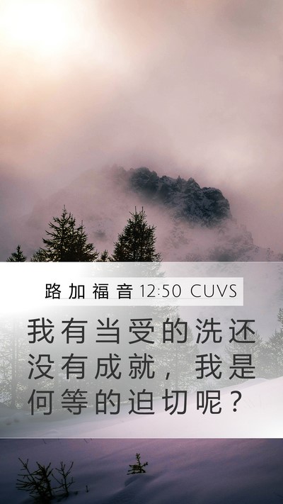路 加 福 音 12:50 CUVS Mobile Phone Wallpaper - 我 有 当 受 的 洗 还 没 有 成 就 ， - Mobile Bible Verse Wallpaper