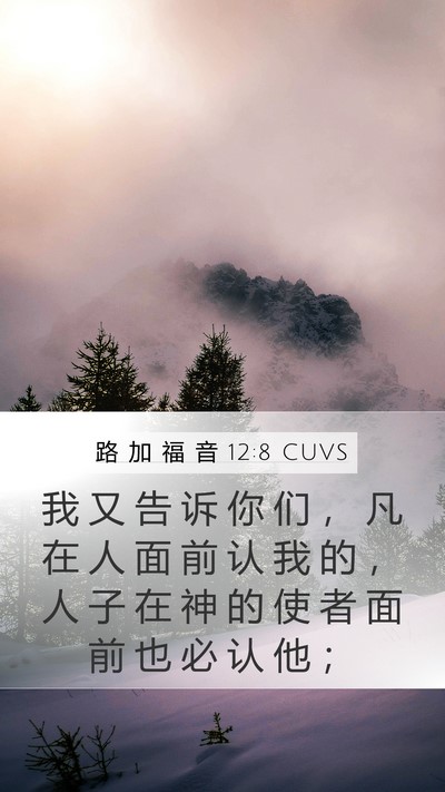 路 加 福 音 12:8 CUVS Mobile Phone Wallpaper - 我 又 告 诉 你 们 ， 凡 在 人 面 前 - Mobile Bible Verse Wallpaper